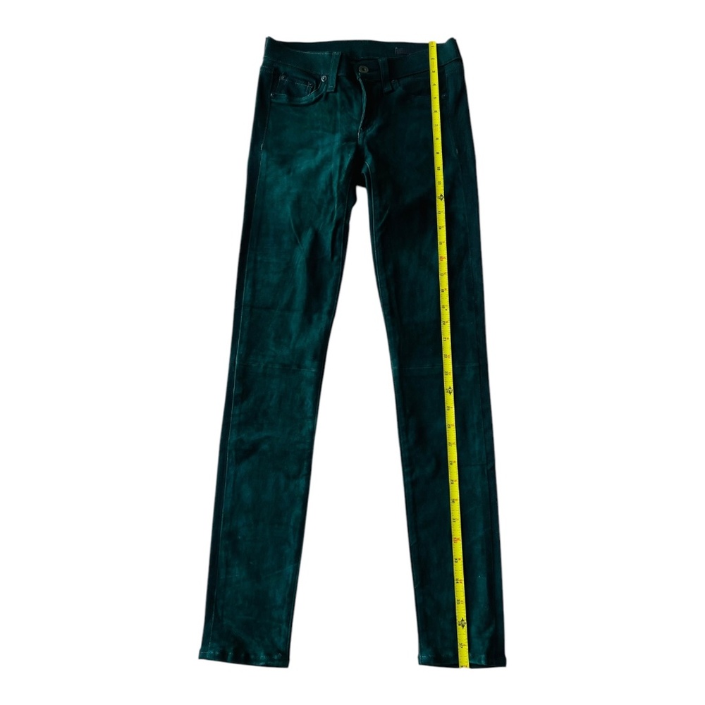 Rag & Bone Jean Hyde Skinny Lambs Leather Suede Green Teal Blue Green size 24 - Picture 3 of 12